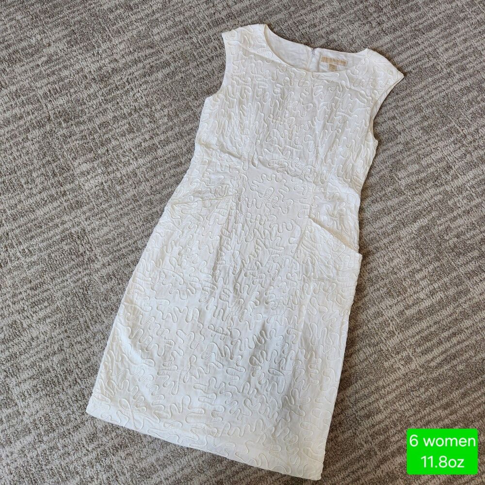 MICHAEL Michael Kors women's pocket embroidered sheath dress white size 6